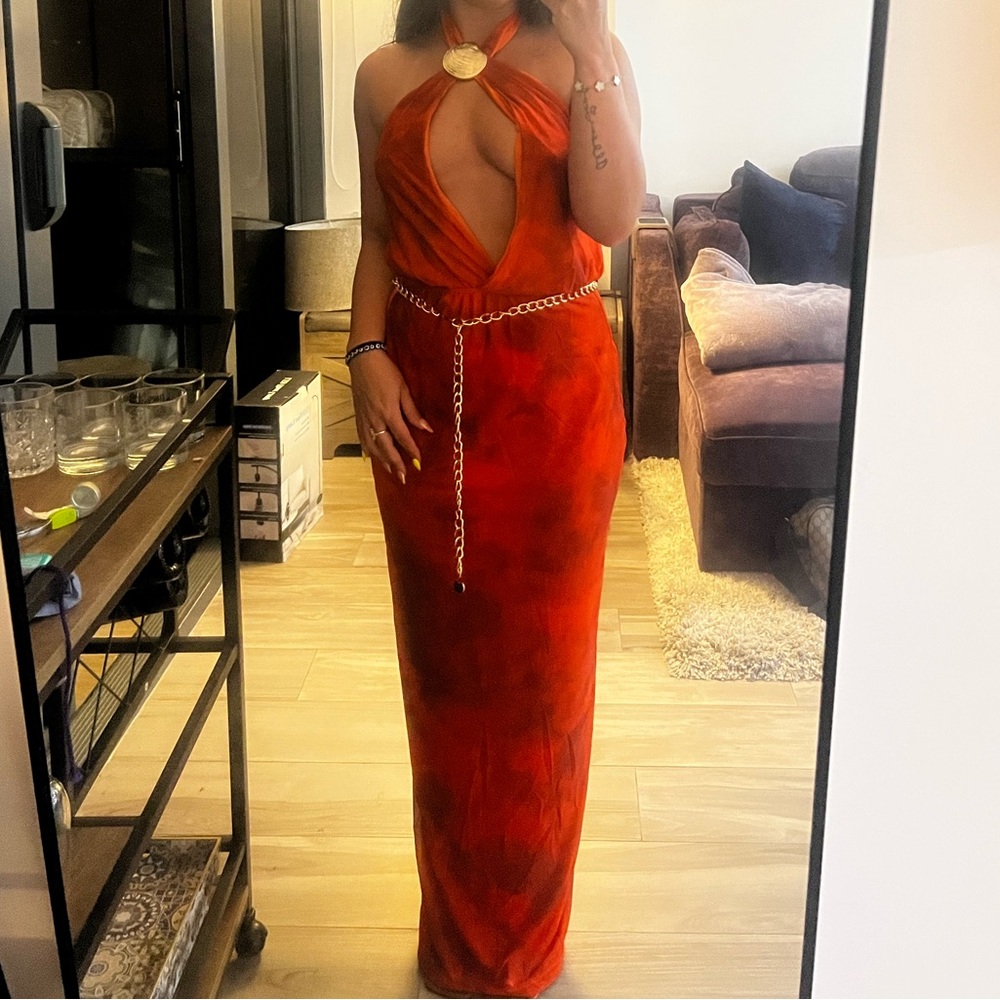 Elegant Red Halter Dress